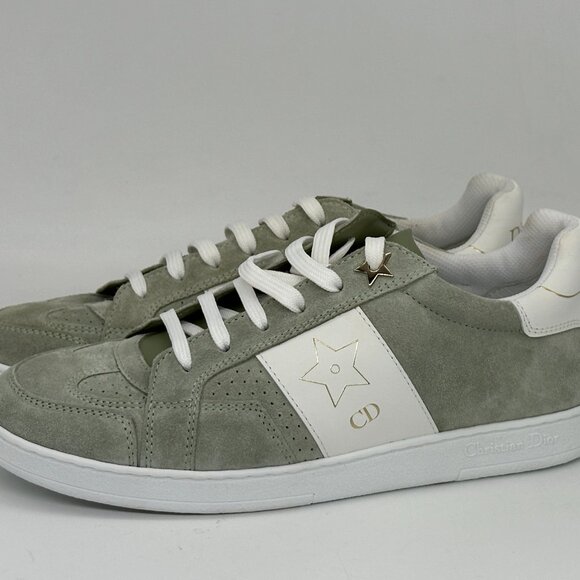 DIOR Star Lace Up Low Top Suede Leather Sneakers Trainers Pastel Peyote - Picture 10 of 16